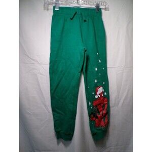Marvel Spider Man Boys Pants Green Christmas Santa Graphic Size 8
